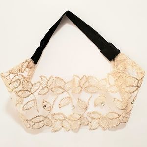 VINTAGE WHITE GOLD LACE FLORAL HEADBAND